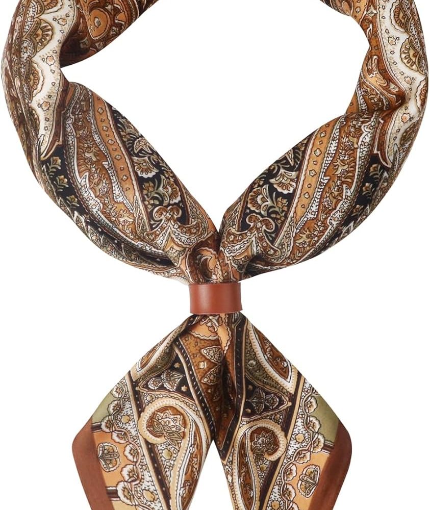 27.5 Inches Square Silk Feeling Neck Scarf for Men Necktie Silk Bandanas Pocket Square Cowboy Scarves