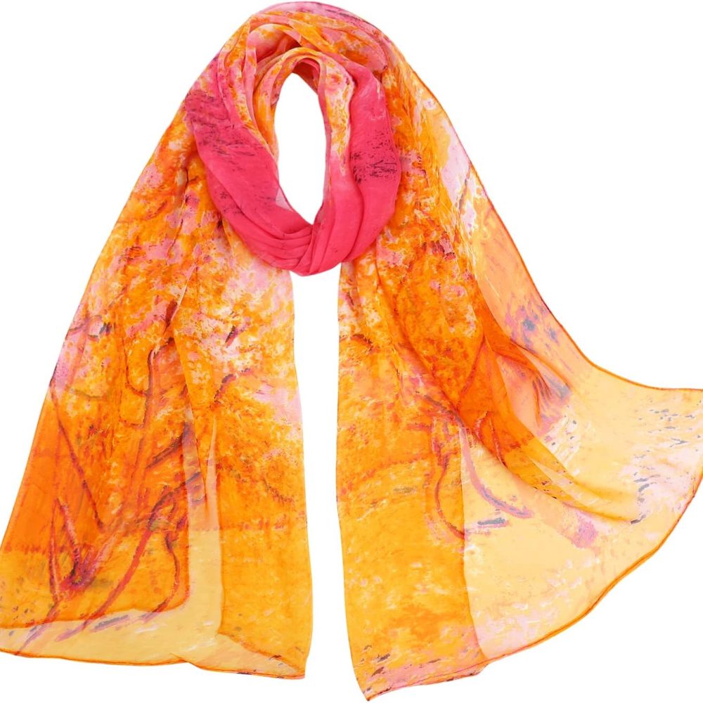 Herebuy - Unique Women's Floral Scarves: Chiffon Flowers & Birds Printed Scarf